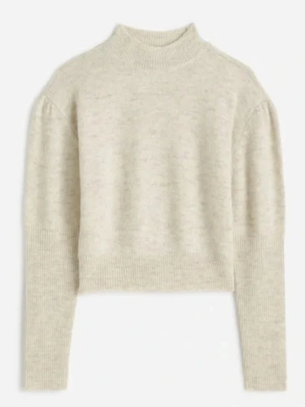 Madewell Alpaca-Blend Mockneck Turtleneck Puff Sleeve Sweater